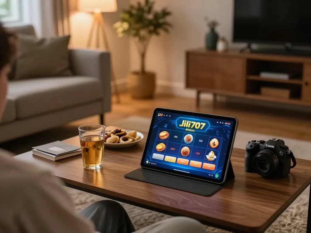 Engaging in online gaming at Jili707 Brazil, person using tablet for casino gaming