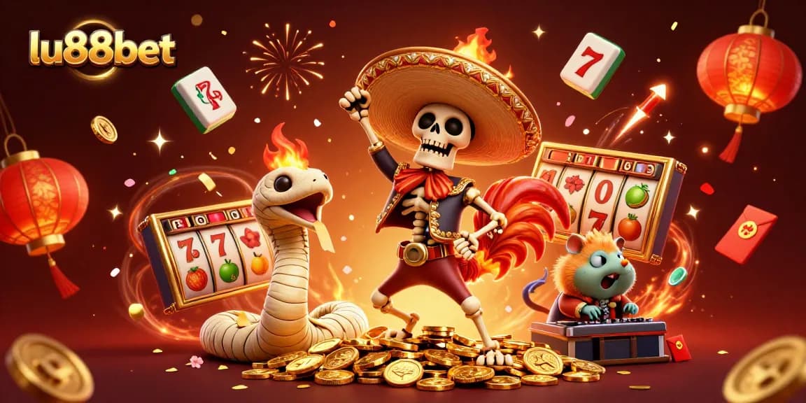 Experience thrilling moments at lu88bet with an exciting scene of festive celebration and casino elements.