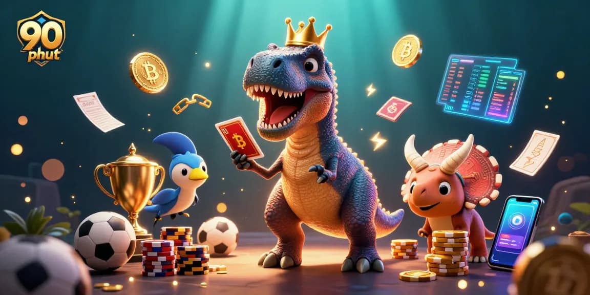 Experience thrilling sports betting action with 90 phut in a vibrant, animated 3D scene showcasing gambling elements.