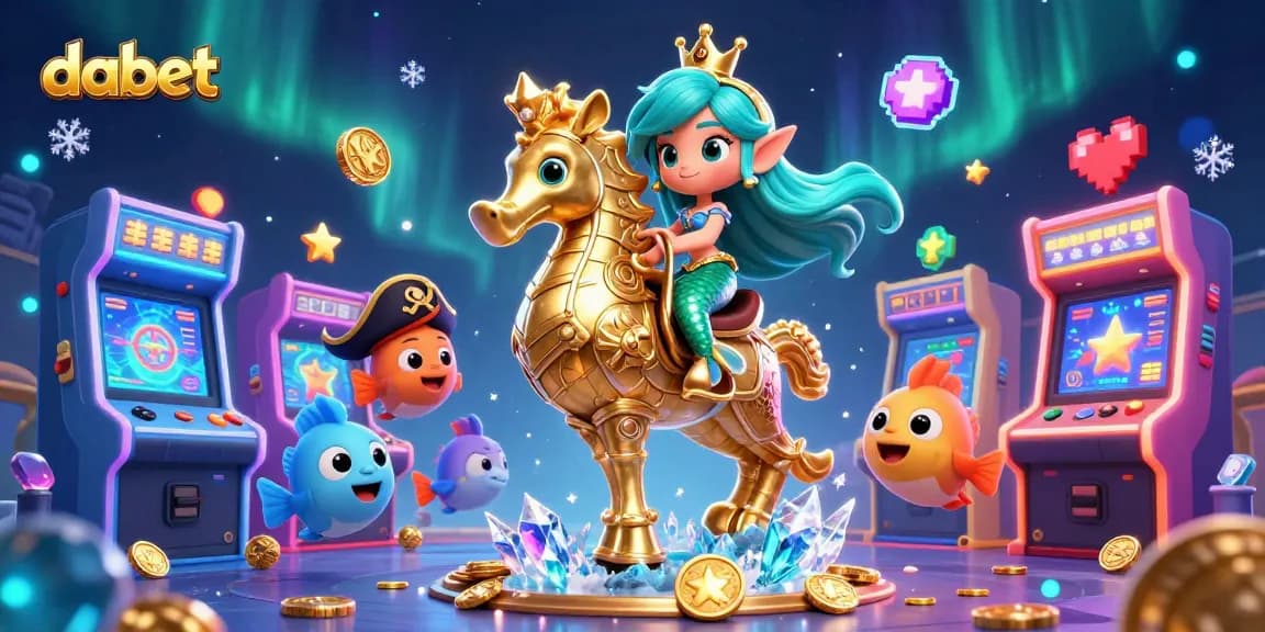 dabet features a vivid 3D mermaid princess and giant seahorse in a dazzling casino underwater setting.