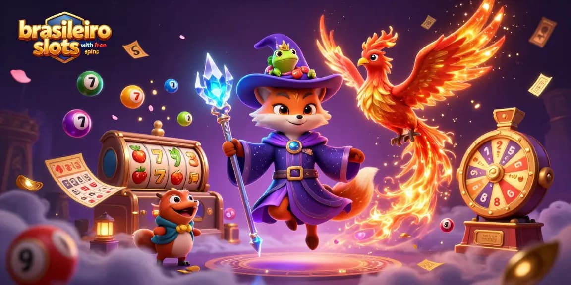 Spin the reels on brasileiro slots with free spins, capturing the thrill of winning in a magical scene.