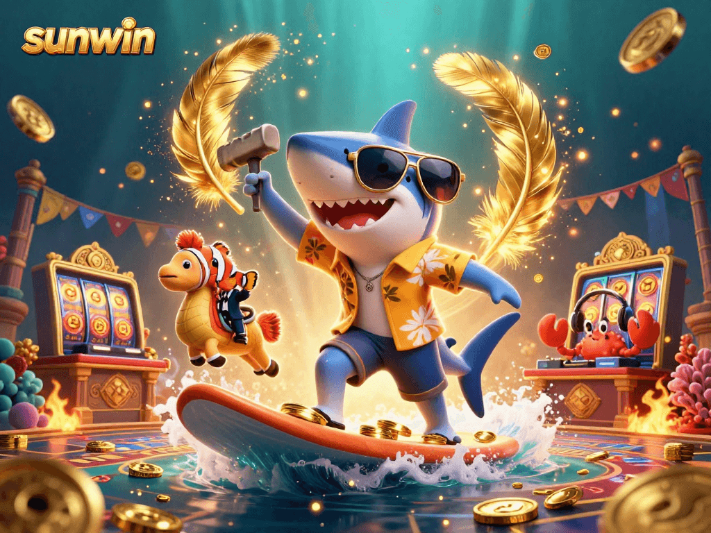 Experience excitement with sunwin's 3D cartoon casino scene filled with vibrant slots and animated characters.