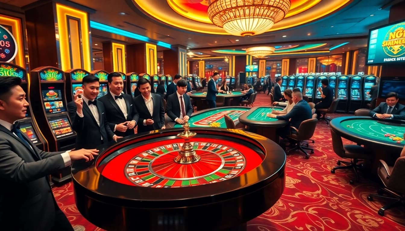 Experience thrilling gameplay at LC88 com with vibrant casino activities and elegant gaming tables.