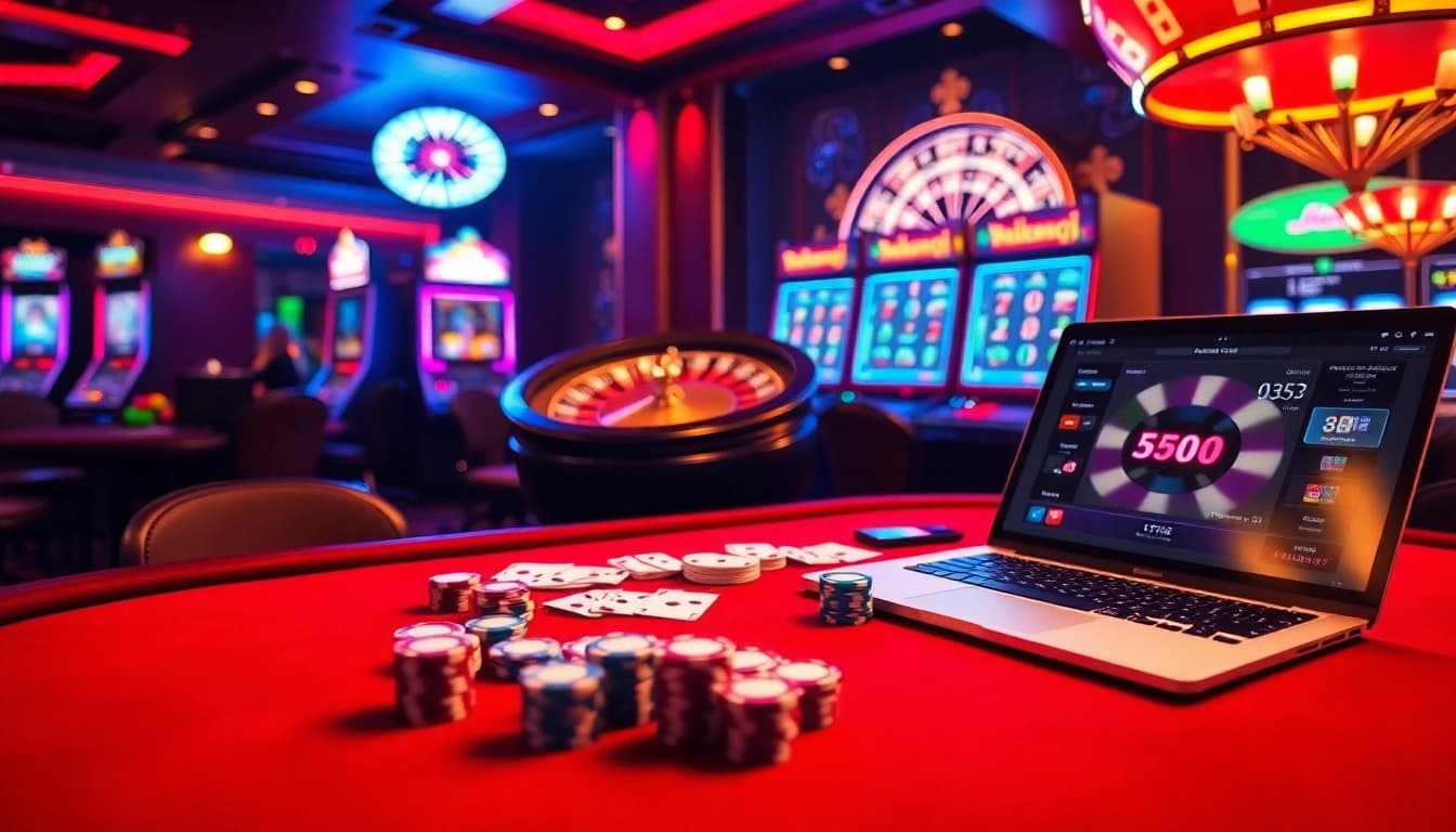 L567 poker table featuring vibrant chips and lively gameplay atmosphere in a luxurious casino.