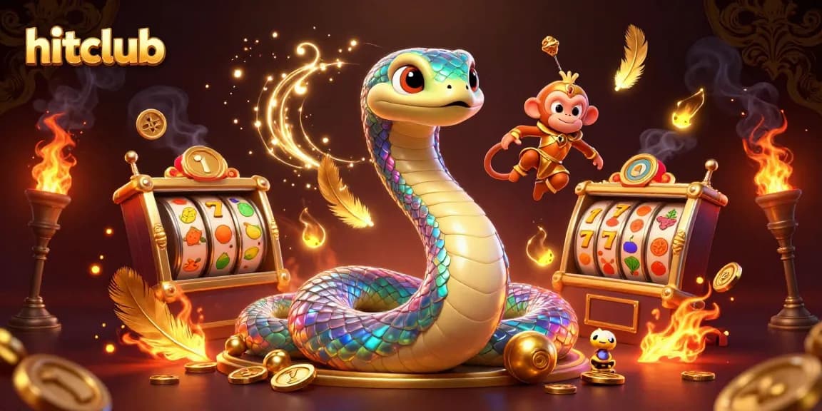 Join the excitement at hitclub with vibrant slot games and dynamic characters in an enchanting casino scene.