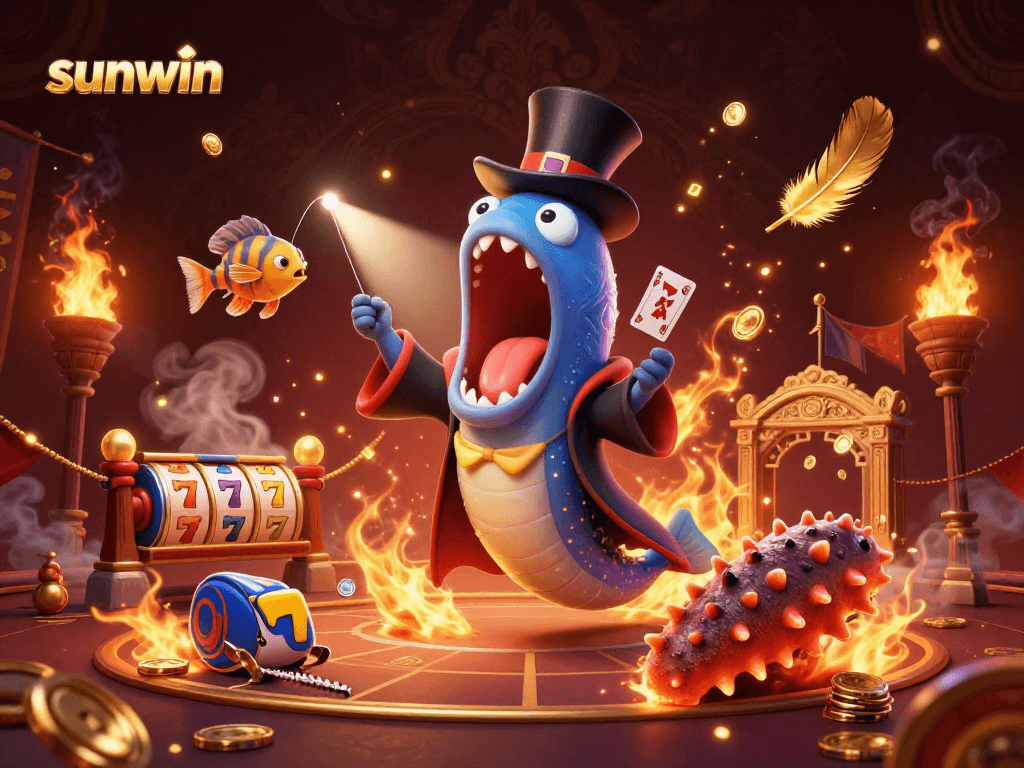 Experience thrilling card magic at sunwin with vibrant sea creatures and casino elements in a captivating scene.