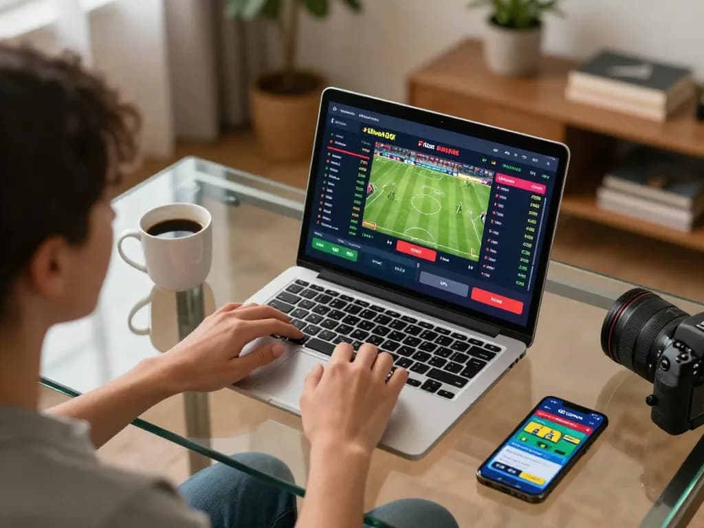 Engaging sports betting scene with f8bet80 features live betting odds on a laptop.