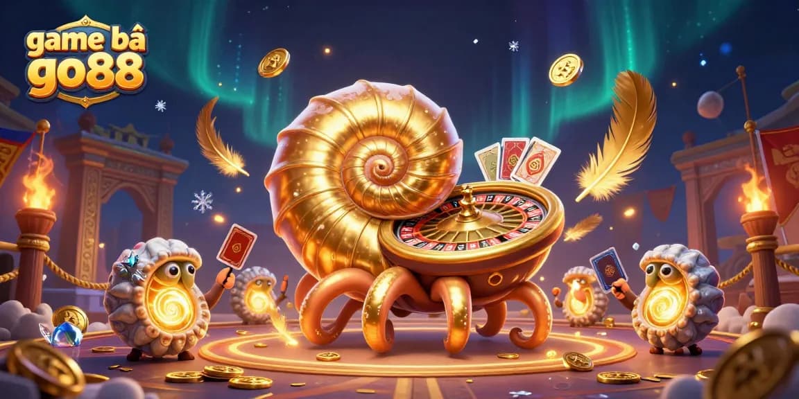 Engage with game bài go88, featuring the ancient nautilus roulette wheel and glowing companions in a vibrant casino scene.