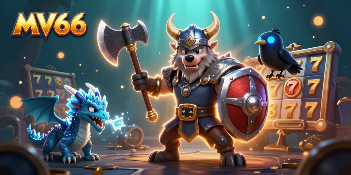 Experience thrilling MV66 slots and jackpots in this vibrant scene with epic characters and dynamic gaming elements.