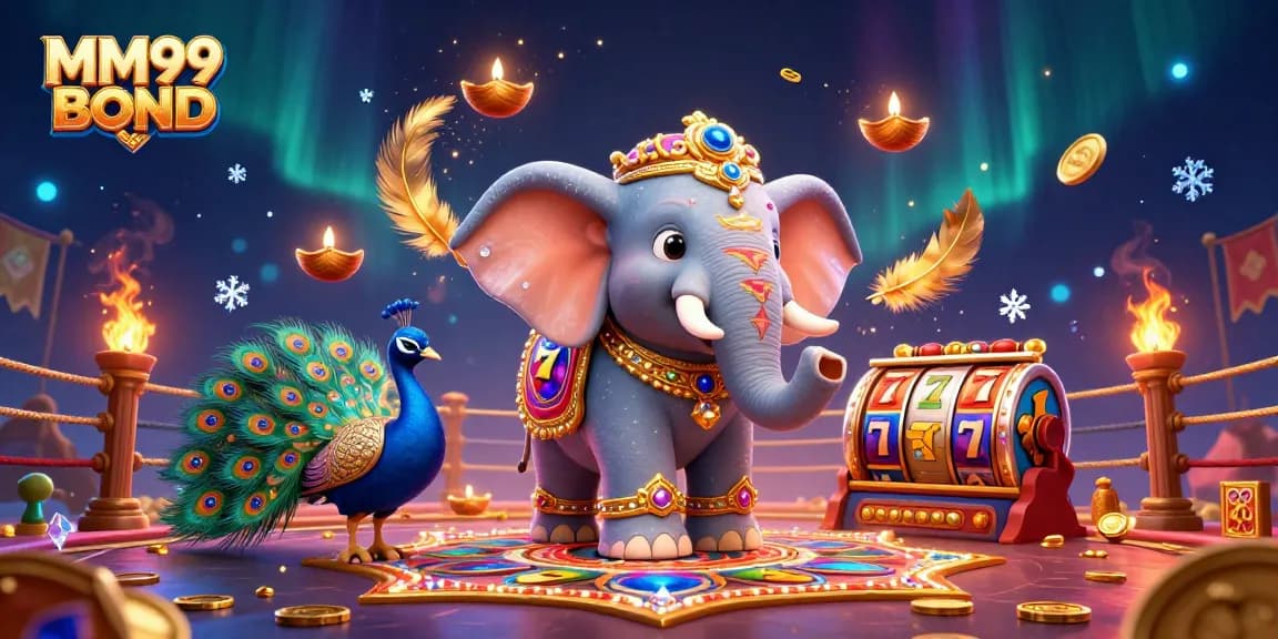 Experience engaging gameplay at MM99 BOND with vibrant slot reels and gold coins in an energetic scene.