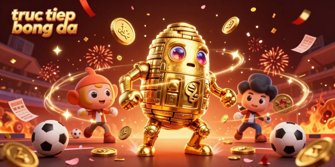 Experience truc tiep bong da with a vibrant sports betting scene featuring a golden golem and dynamic elements.