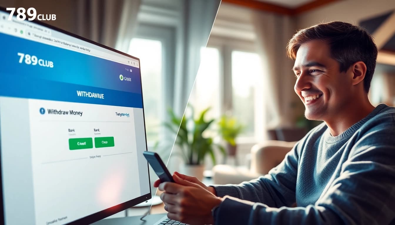 Hướng Dẫn Chi Tiết Các Bước Rút Tiền 789Club with a user-friendly online gambling interface, showcasing withdrawal steps.