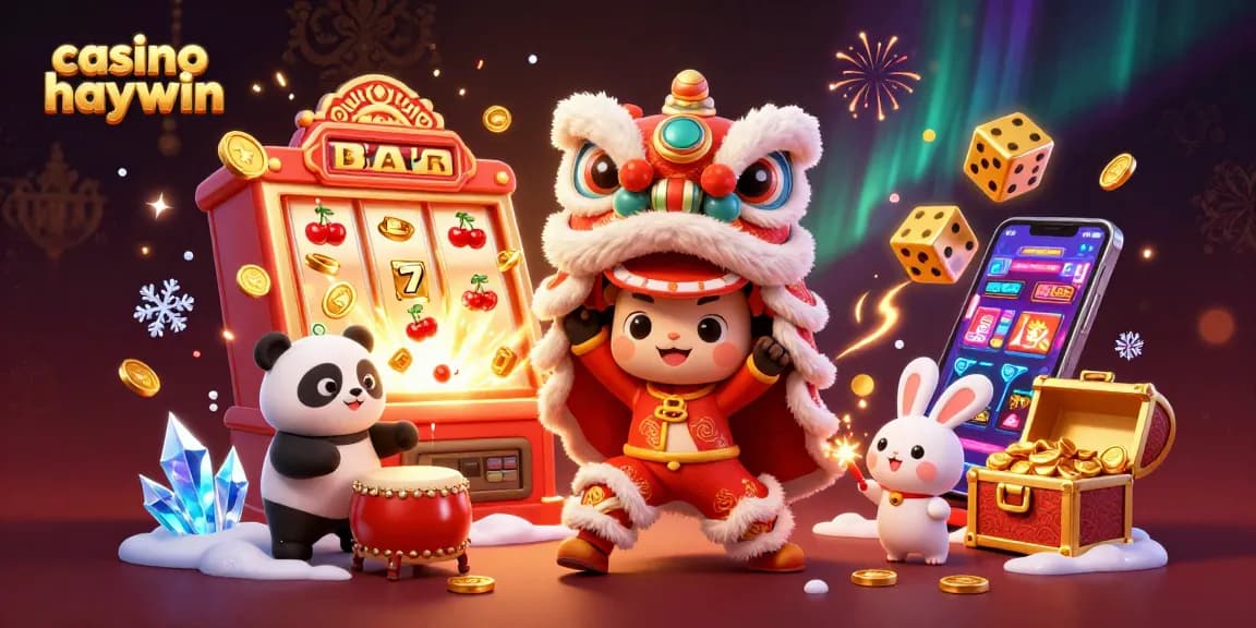 Experience excitement at casino haywin with a vibrant 3D illustration of a festive gaming scene.