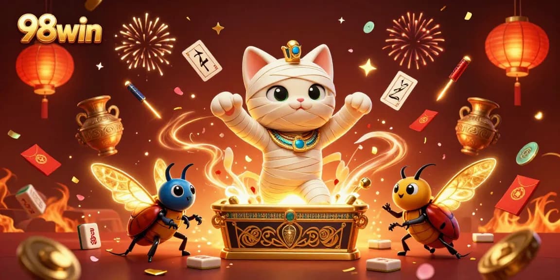 Engage in thrilling gameplay with 98win, featuring Egyptian-themed casino elements and vibrant visuals.