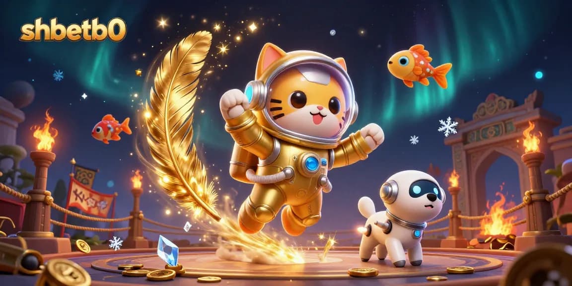 Engage with shbetb0's thrilling casino atmosphere with a space cat and robot dog in action.