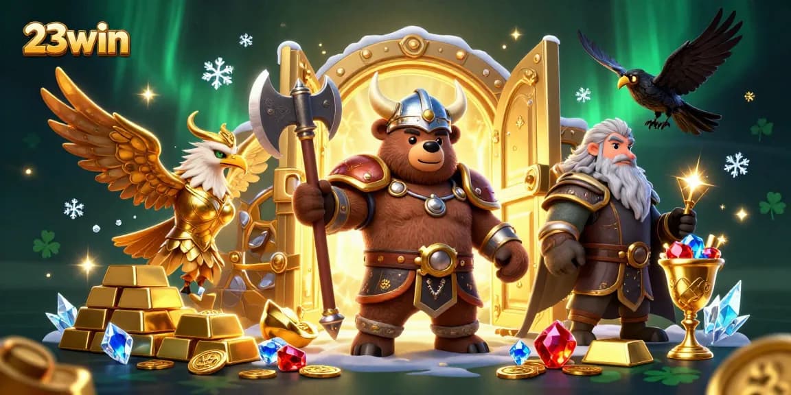 Immerse in 23win's vibrant casino world featuring riches, Viking adventure, and thrilling gaming.
