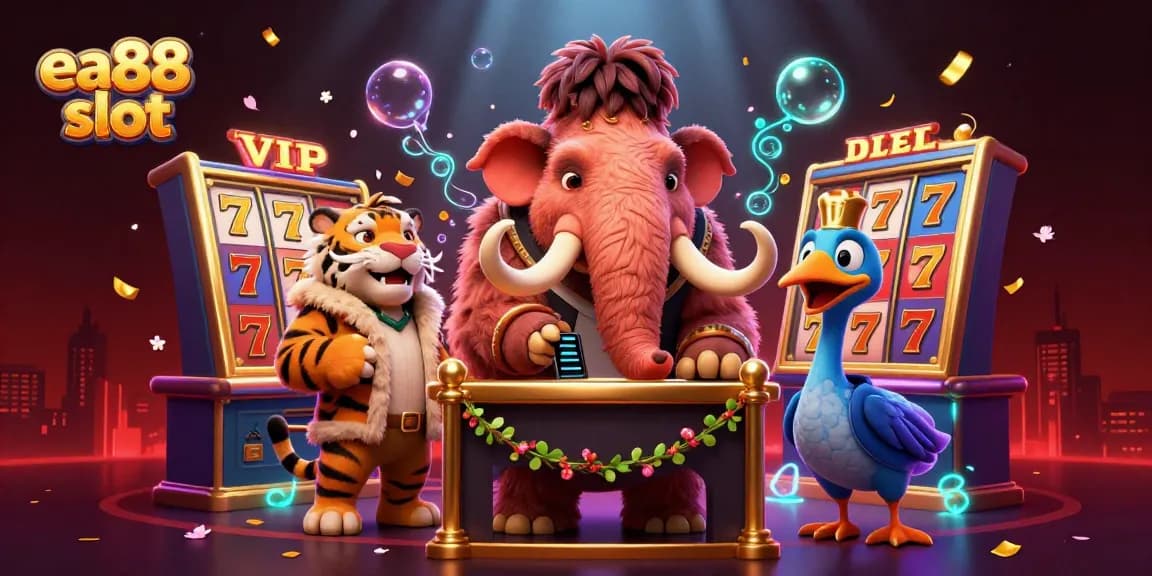 Engage in the thrill of ea88 slot with dynamic, captivating characters in a vibrant casino scene.