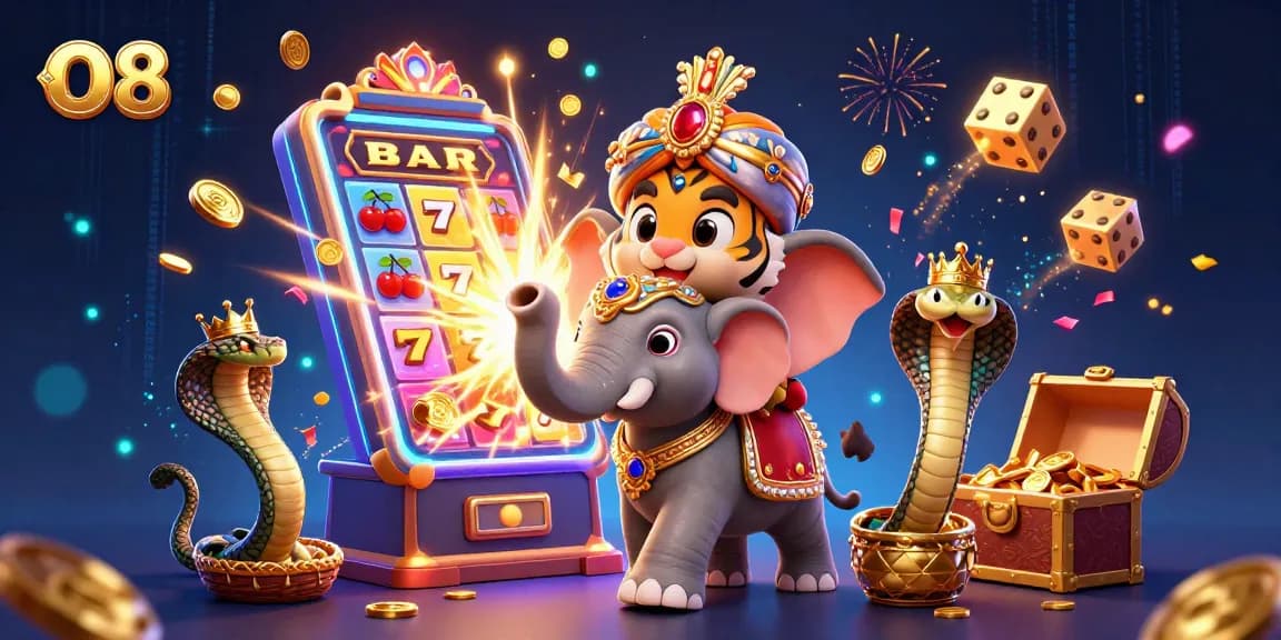 Experience winning at O8 with exciting slot jackpots, vibrant characters and dynamic casino elements.