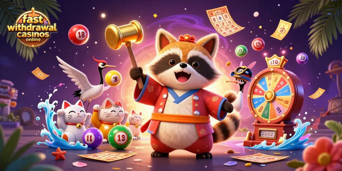 Experience fast withdrawal casinos online with this lively 3D cartoon illustration depicting joyful characters and casino elements.