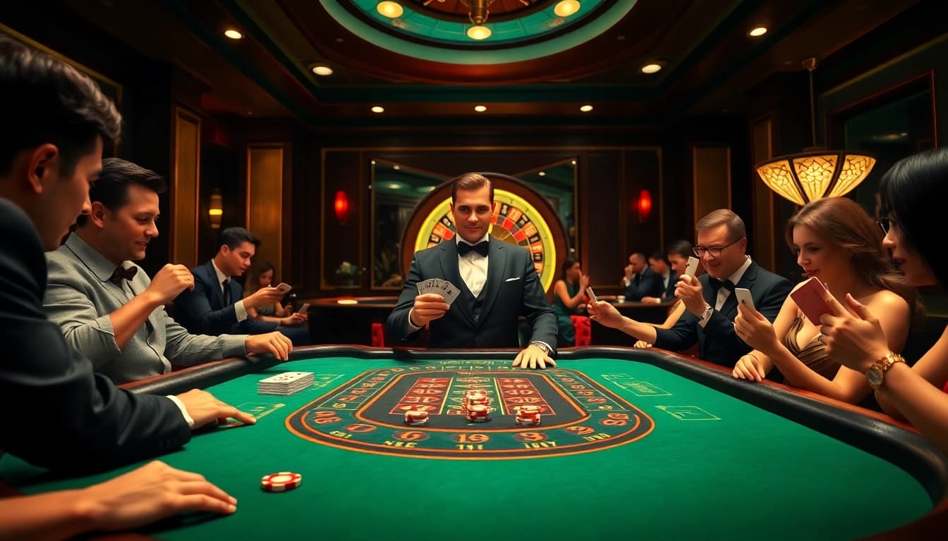 Experience the thrill of the casino with vn 88's engaging Baccarat table and vibrant atmosphere.
