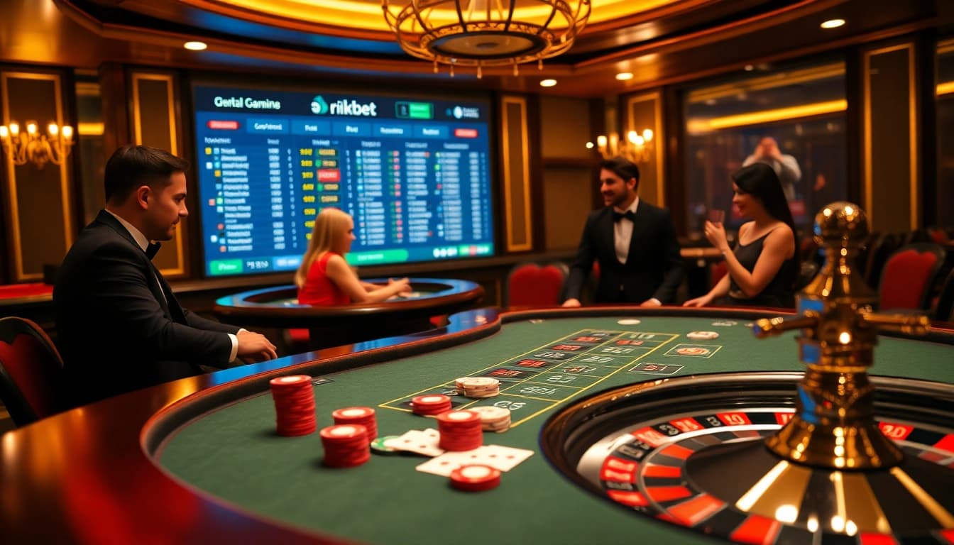 Play a thrilling hand at the rikbet poker table with vibrant chips and an elegant atmosphere.