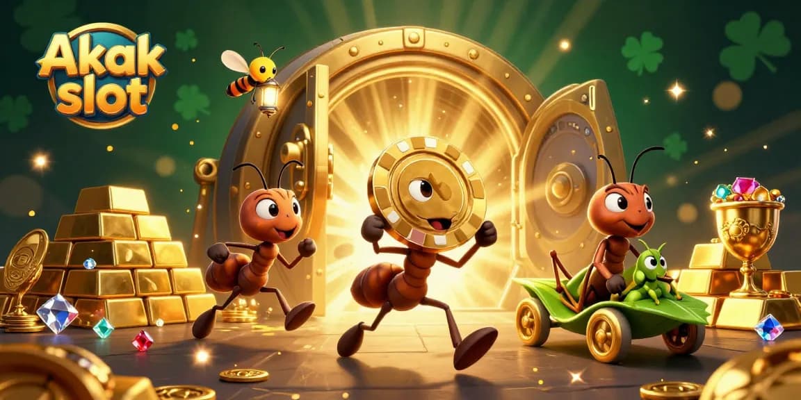 Ganhe jogando slots com Akak slot em uma cena divertida e vibrante de um cassino online.