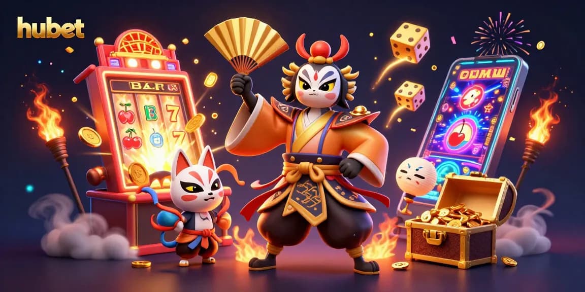 Bet on hubet’s jackpot explosion with vibrant characters and casino excitement in this 3D illustration.