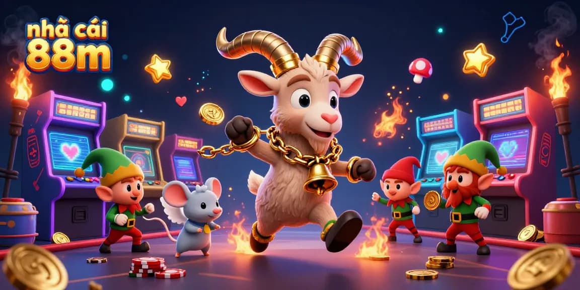 Play with excitement at nhà cái 88m as festive characters liven up a vibrant casino scene.