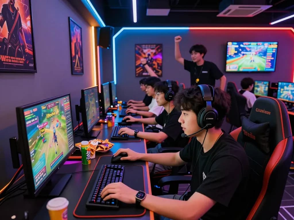 Exciting gaming experience at 789club with players enjoying competitive online casino games in a futuristic lounge