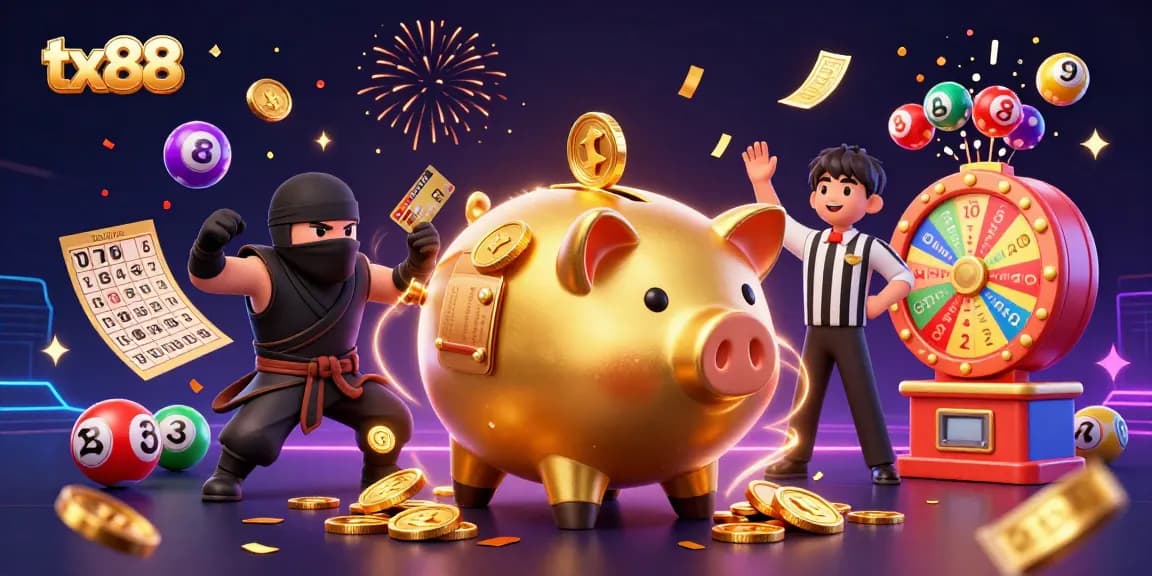 Engage with tx88's vibrant casino world featuring colorful elements and dynamic action.