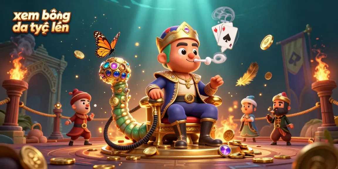 Engage with xem bóng đá trực tuyến in this dynamic illustration showcasing our gambling-themed characters amidst vibrant action.