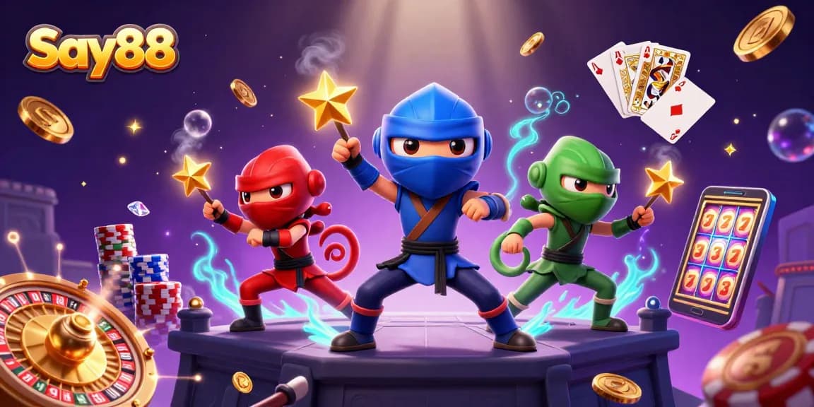 Experience thrilling wins at Say88 with captivating ninja chameleons and dynamic casino elements.