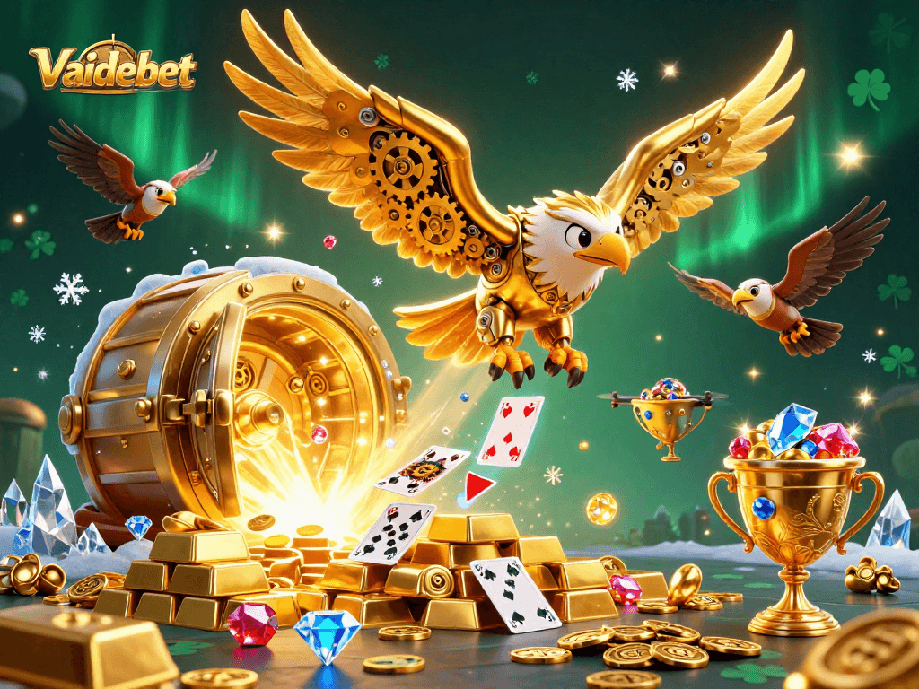 Experience thrilling wins with Vaidebet's vibrant 3D casino scene showcasing fortune and excitement.