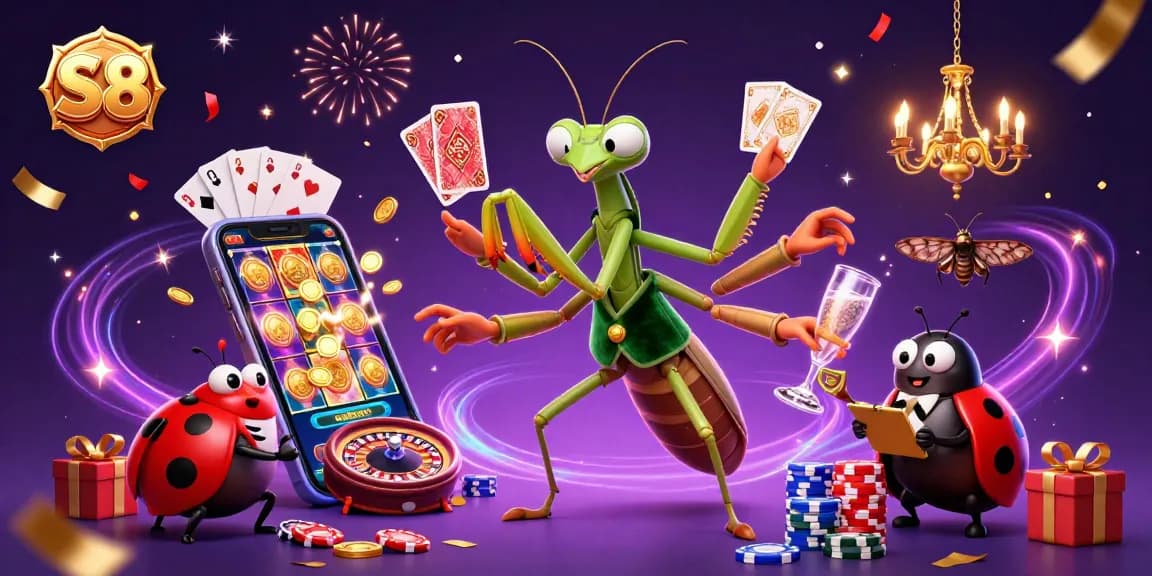 Experience slots at S8 with immersive gaming elements, vibrant characters and celebratory effects.