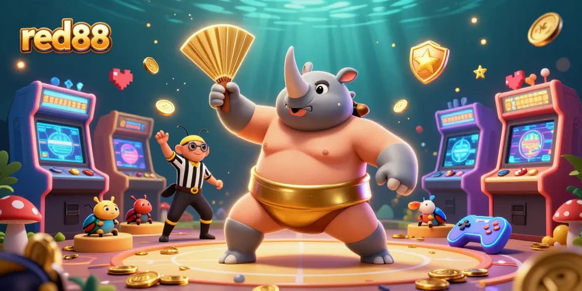 Experience exhilarating gaming at red88 with 3D animated characters in a vibrant casino scene.