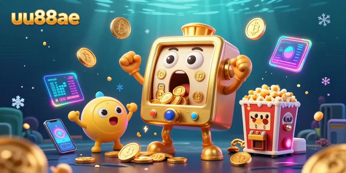 Spin the jackpot with uu88ae as joyful slot machines celebrate wins, showcasing vibrant casino elements.