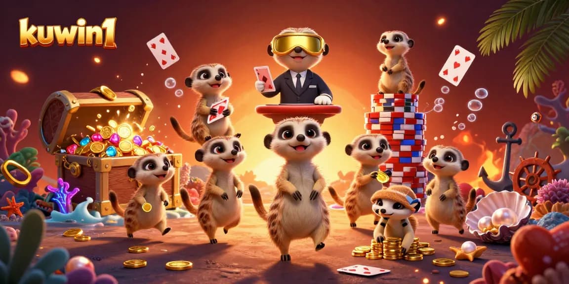 Kuwin1 meerkat casino scene brings immersive gaming experience with colorful gems and gold.