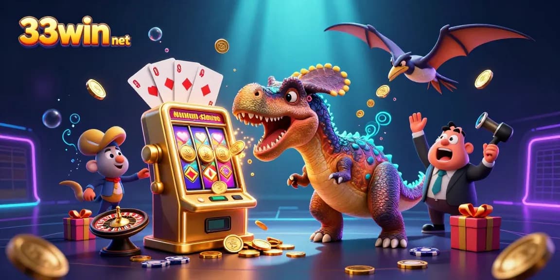Experience the thrill of winning with 33win net's jackpot slots, highlighted by dynamic casino elements.