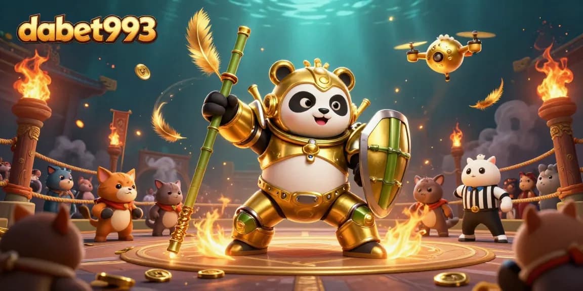 Experience thrilling action at dabet993 with a mech-suit panda battling for high-stakes rewards.