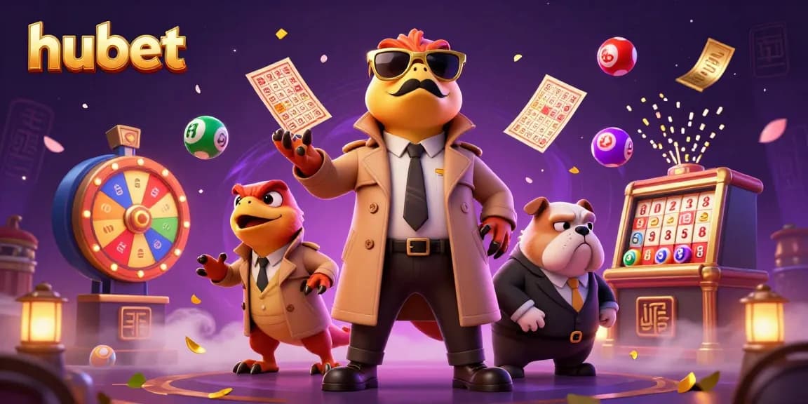 Watch hubet players engage in exciting lottery games featuring vibrant elements and colorful characters.