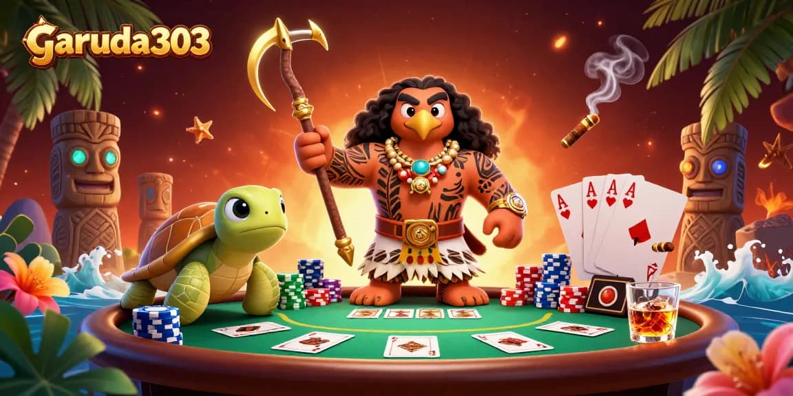 Engage with winning strategies on garuda303 in this vibrant 3D casino scene filled with poker action.