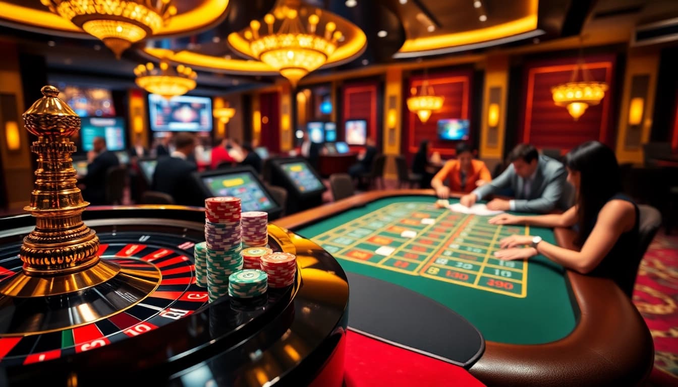F88BET gaming experience showcasing vibrant poker chips and a spinning roulette wheel.