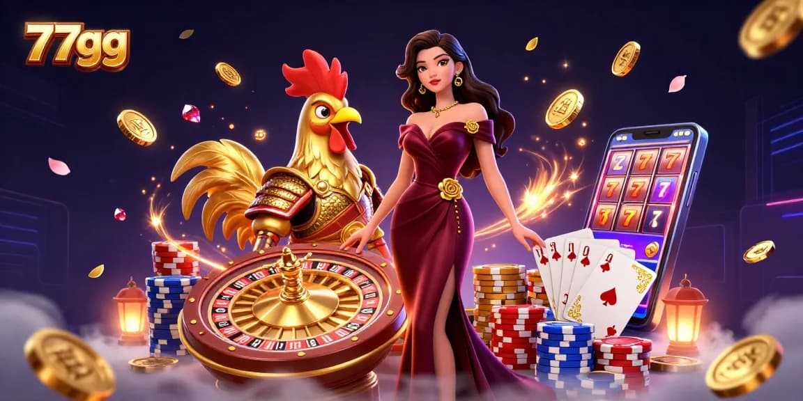 Experience thrilling wins at 77gg with vibrant gaming elements and a captivating atmosphere.