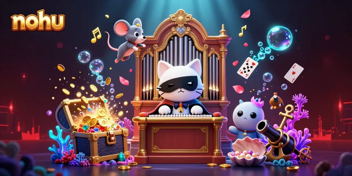 Experience the vibrant world of nohu as characters engage in dynamic casino action amidst colorful elements.
