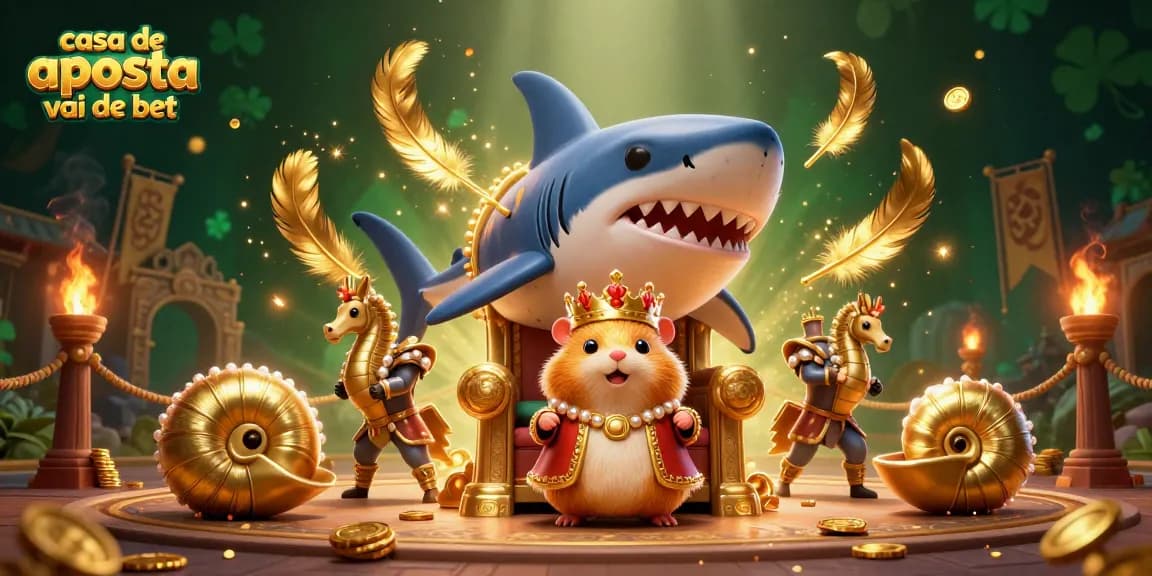 Participe da ação na casa de aposta vai de bet com o rei hamster dourado em um trono de dentes de megalodon.
