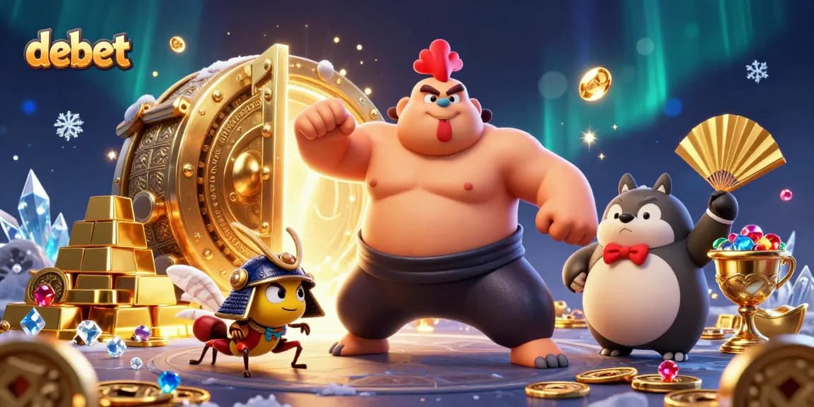 Experience the thrill of debet gaming with dynamic 3D characters in a vibrant casino scene.