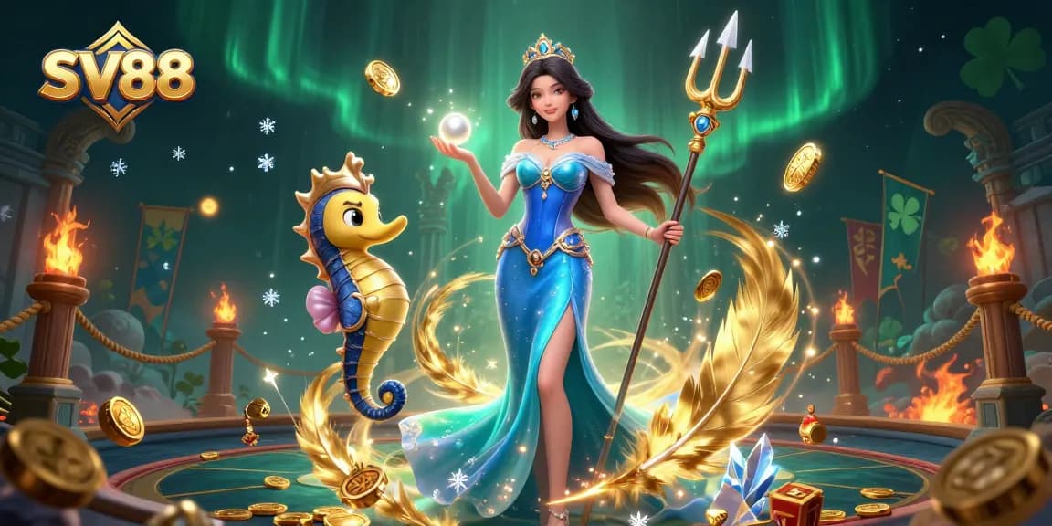 Win exciting jackpots with SV88 in this vibrant 3D underwater casino scene.