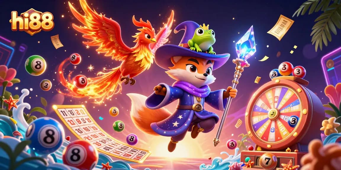 Engage in thrilling activities at hi88 with vibrant lottery balls and exciting casino elements.