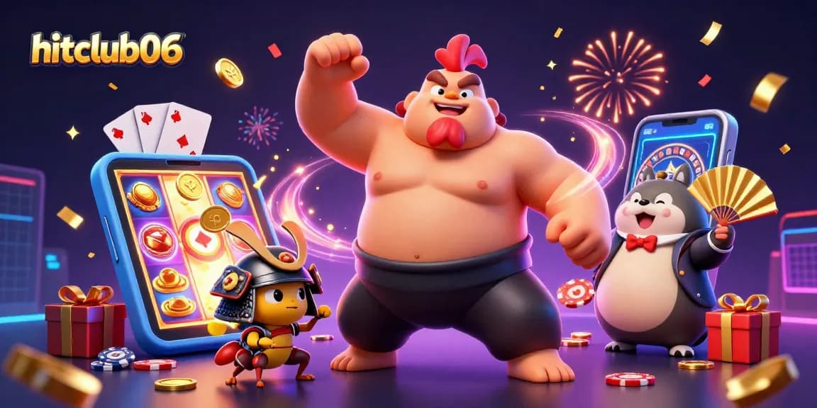 Experience the thrill of hitclub06 with engaging casino elements and dynamic characters in a festive atmosphere.