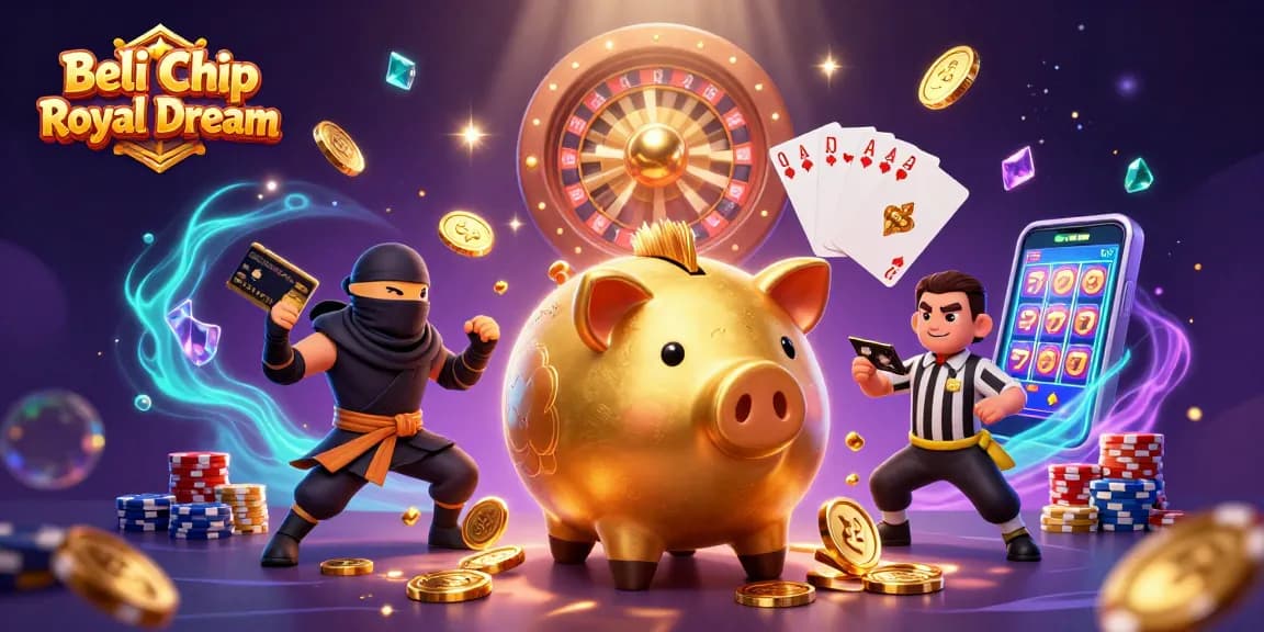 Beli Chip Royal Dream dengan cara mudah dan cepat di ilustrasi kasino digital ini.